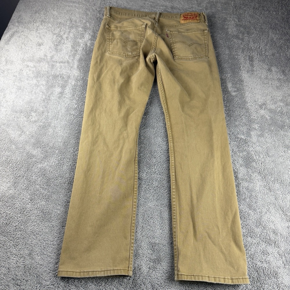 Levis 513 Slim Straight Jeans Mens 32x30 Beige Low Rise - Picture 8 of 14